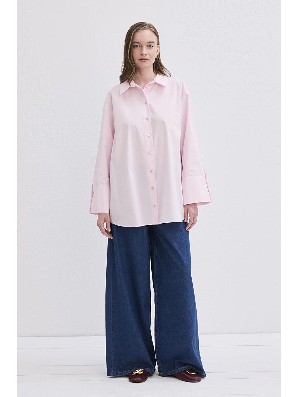 Madelin Manşetli Gömlek Pembe-1
