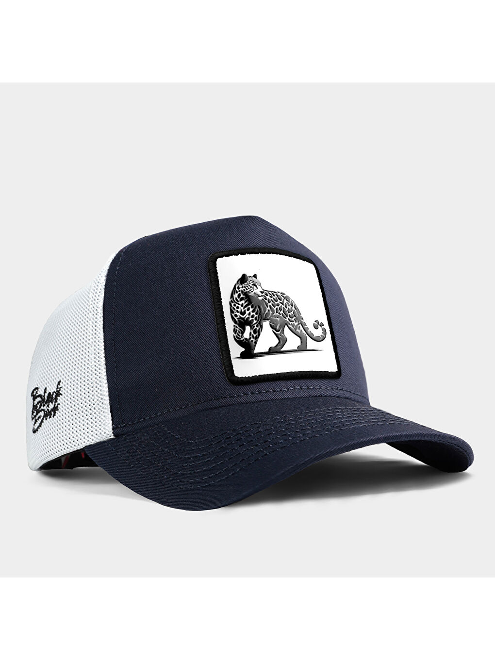 BlackBörk V1 Trucker Panter - 5BS Kod Logolu Unisex Lacivert-Beyaz Şapka (Cap)