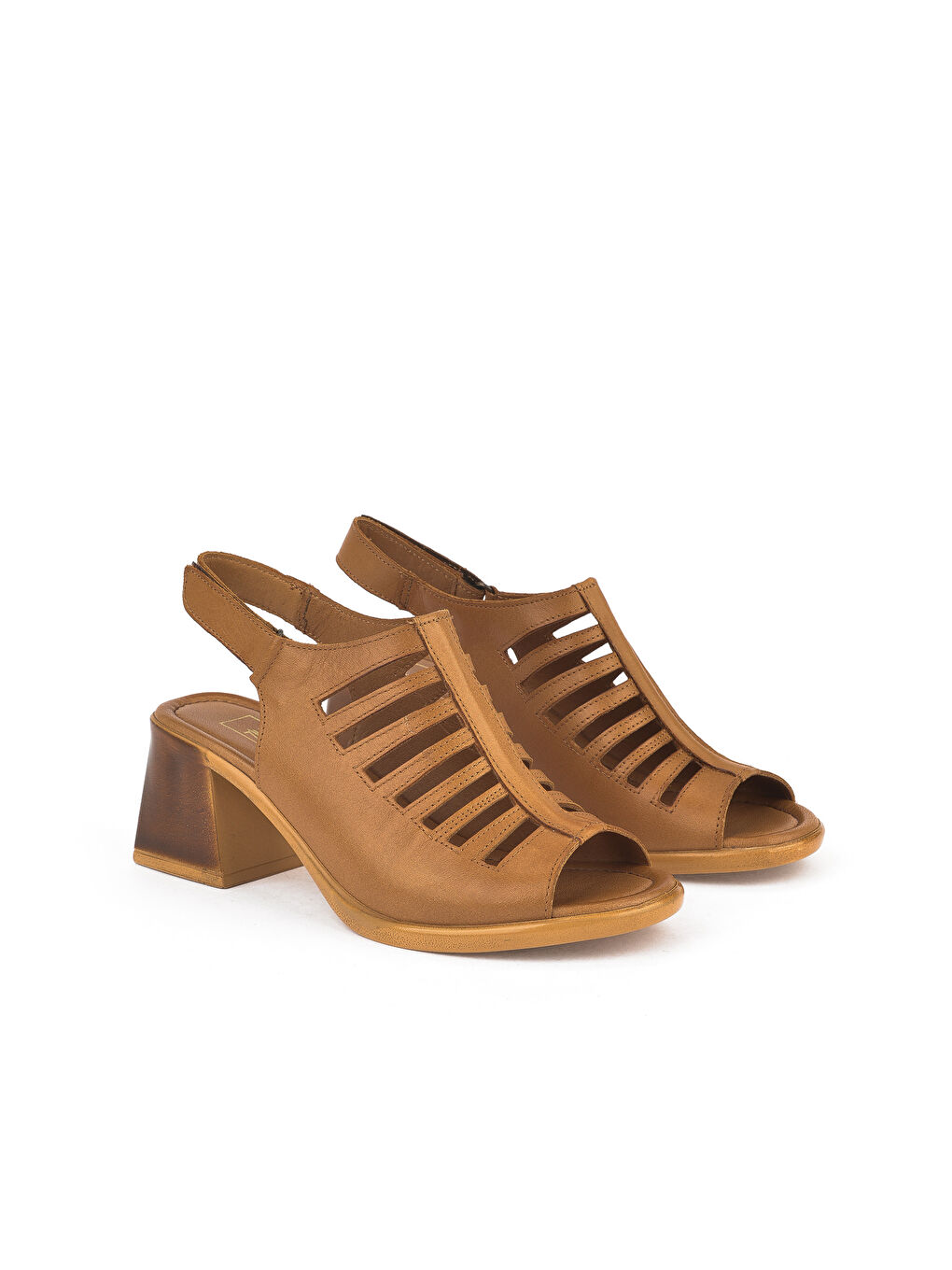 Kahverengi Kadın Hakiki Deri Topuklu Sandalet 151992Z12001 Taba-1