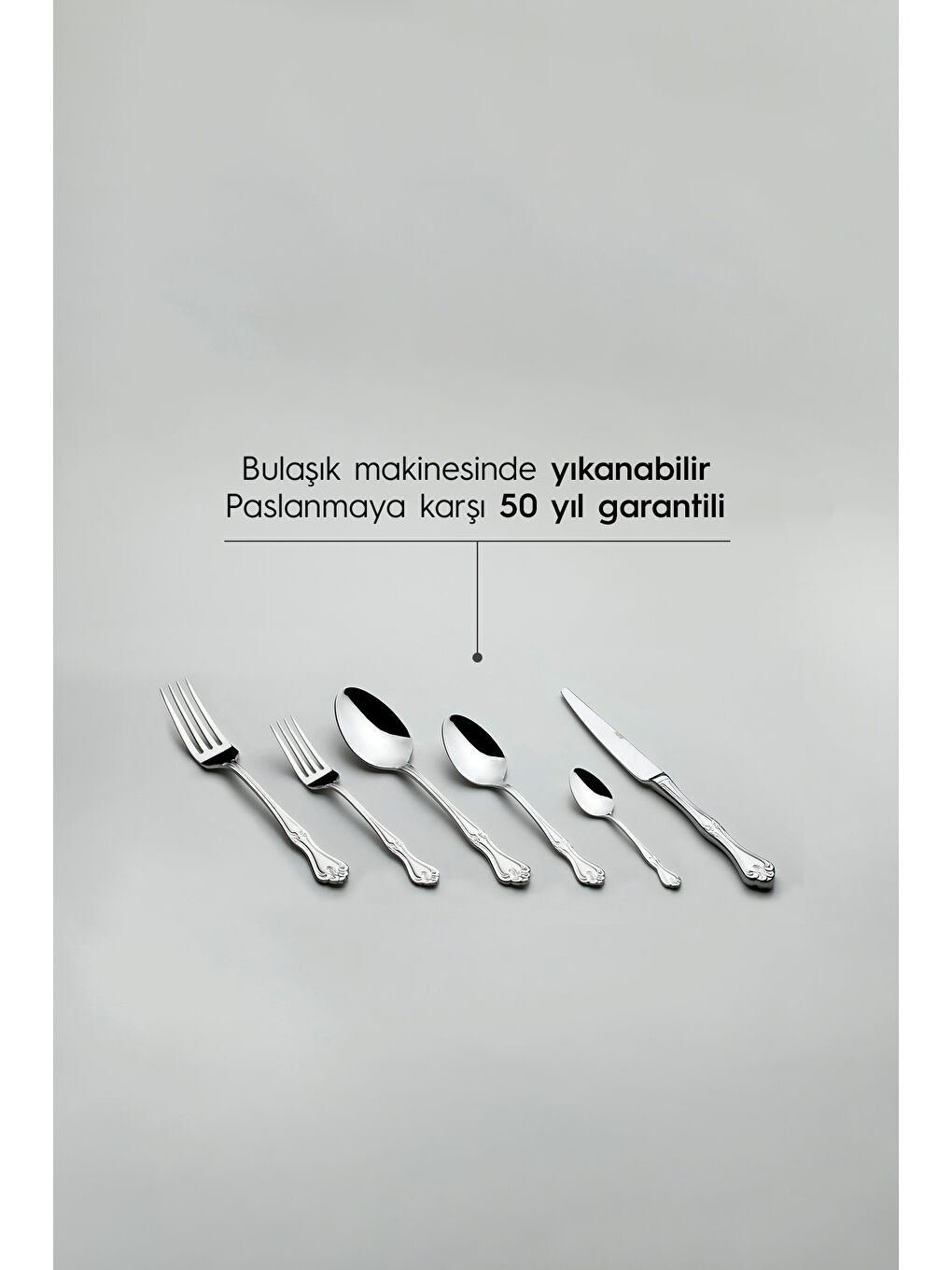 Gri Lalezar Sade 12 Kişilik 72 Parça Kutulu Çatal Kaşık Bıçak Takımı-4