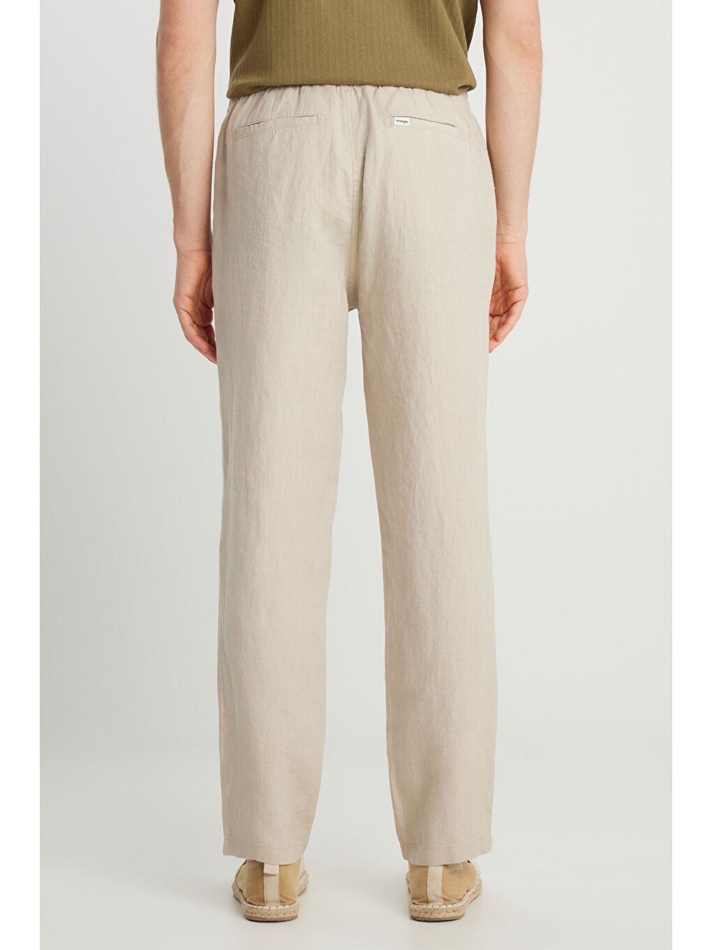 %100 Keten Regular Fit Normal Kesim Normal Bel Düz Paça Bej Pantolon-3