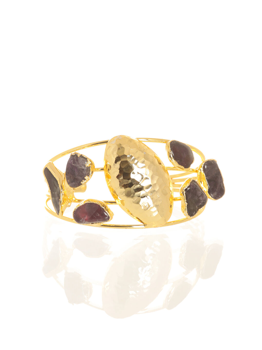 Karışık Kadın Ametist Doğal Taşlı Dört Telli El Yapımı Tasarım Bileklik-1