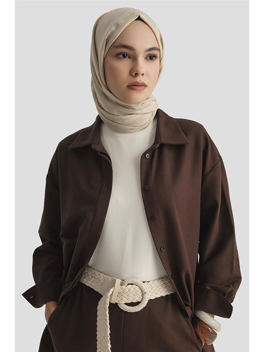Kahverengi Keten Basic Takım 25Y6036 Kakao-2