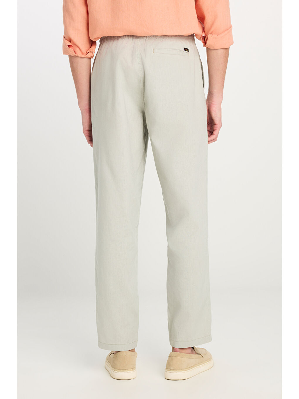 Regular Fit Normal Kesim Lastik Belli Keten Karışımlı Gri Pantolon-3