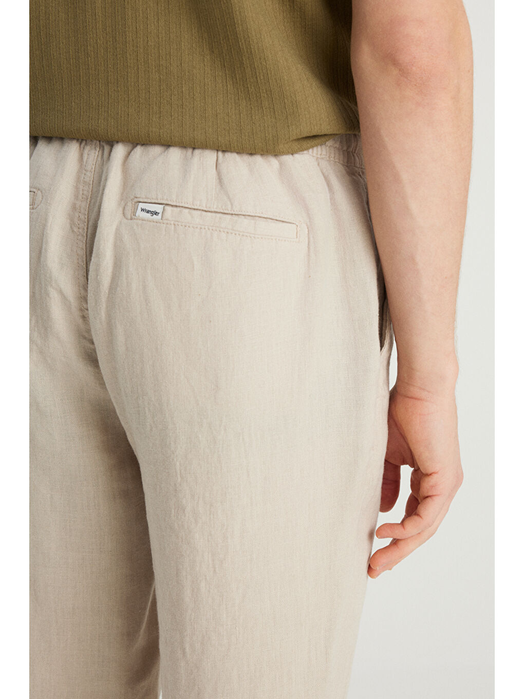 %100 Keten Regular Fit Normal Kesim Normal Bel Düz Paça Bej Pantolon-5