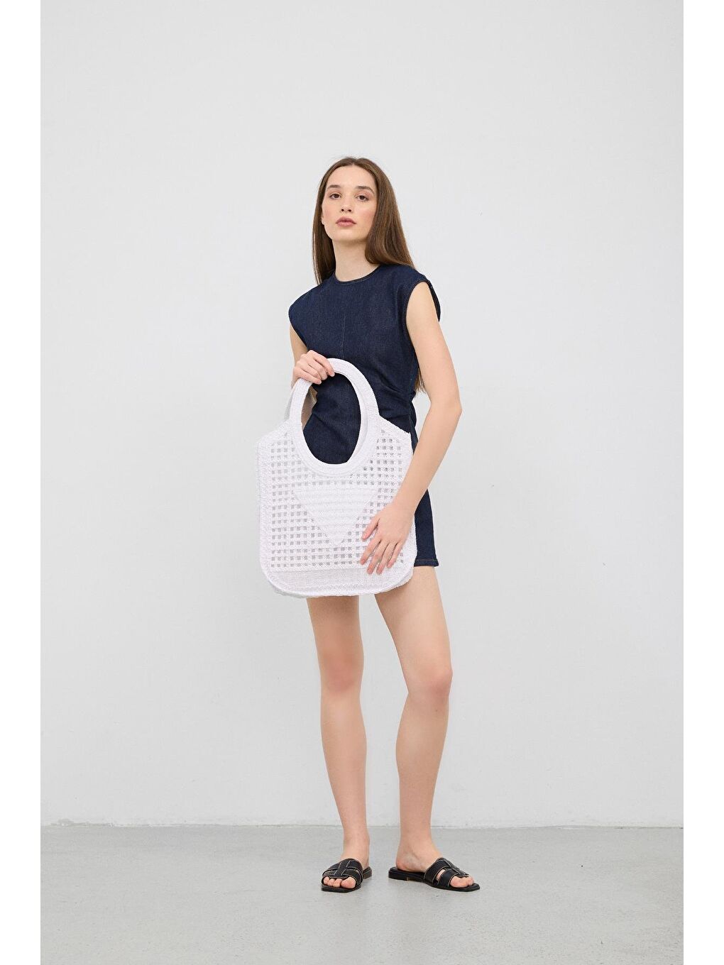 Vicolo Handmade Makrome Tote Çanta Beyaz-2