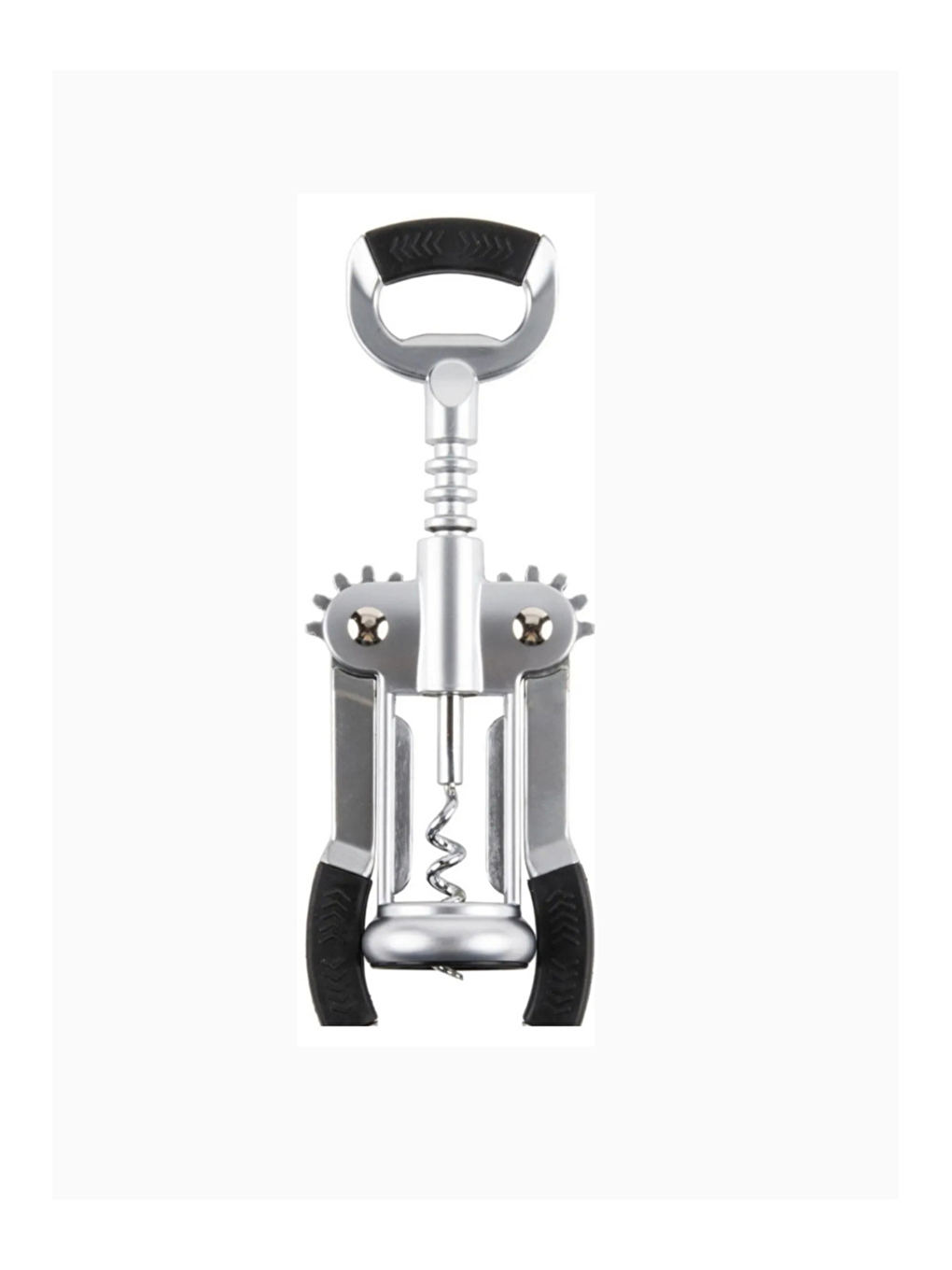 Gri Büyük Boy Paslanmaz Çelik Hamur Kesme Ruleti ve Siyah Silikon Tutacaklı Tirbüşon Şişe Açacağı-2