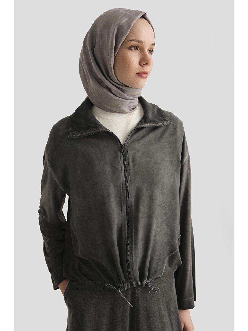 Gri Viskon Ceketli Takım 25Yd9148 Antrasit-1