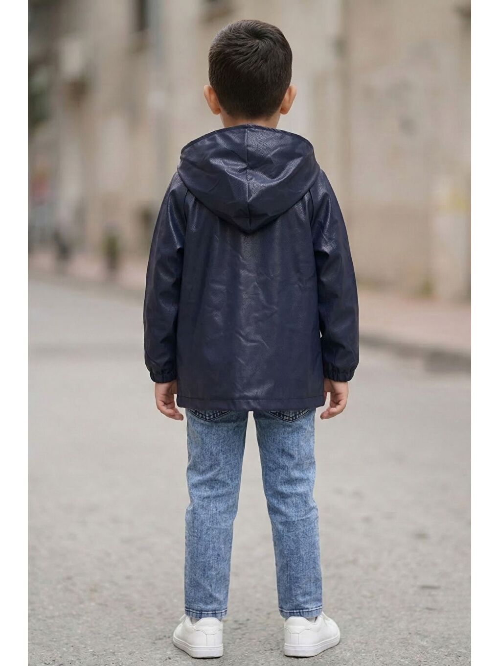 Lacivert Erkek Çocuk Kapüşonlu Nova Mevsimlik Mont Penye Pantolon Üçlü Takım TKM7587-5