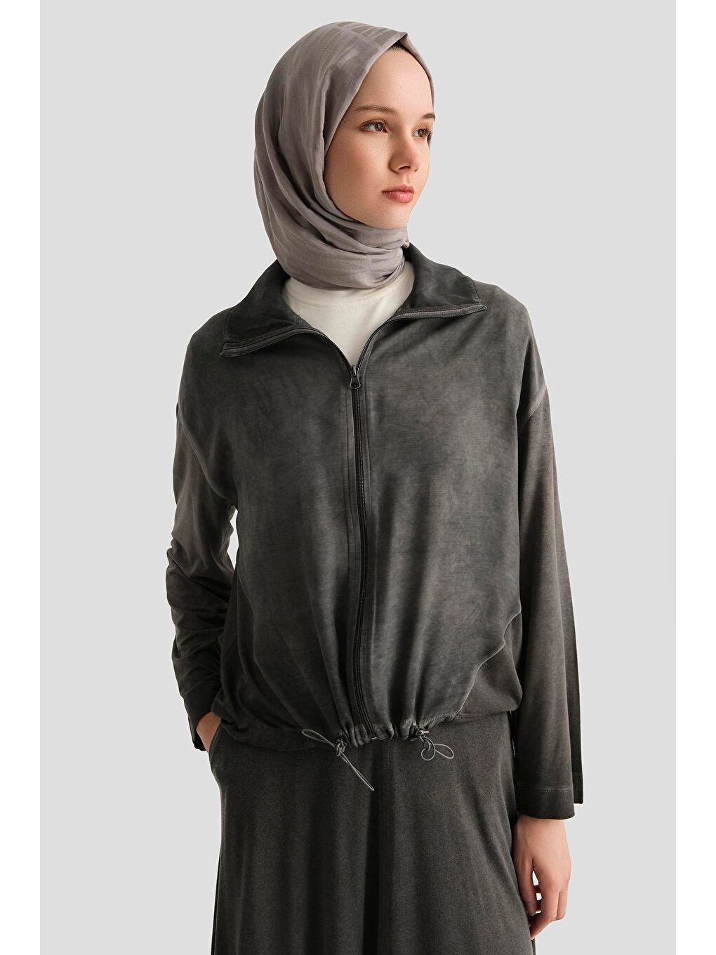 Gri Viskon Ceketli Takım 25Yd9148 Antrasit-2