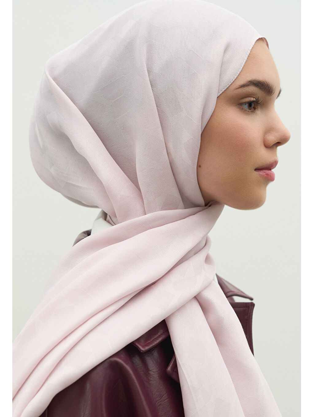 Pembe OSLO PAMUK FLOŞ JAKARLI ŞAL PUDRA-3