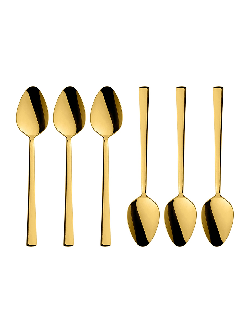 Sarı Parlak Gold Titanyum Kaplama Yemek Kaşık Seti 6 Adet Gold Renk Yemek Kaşığı-2