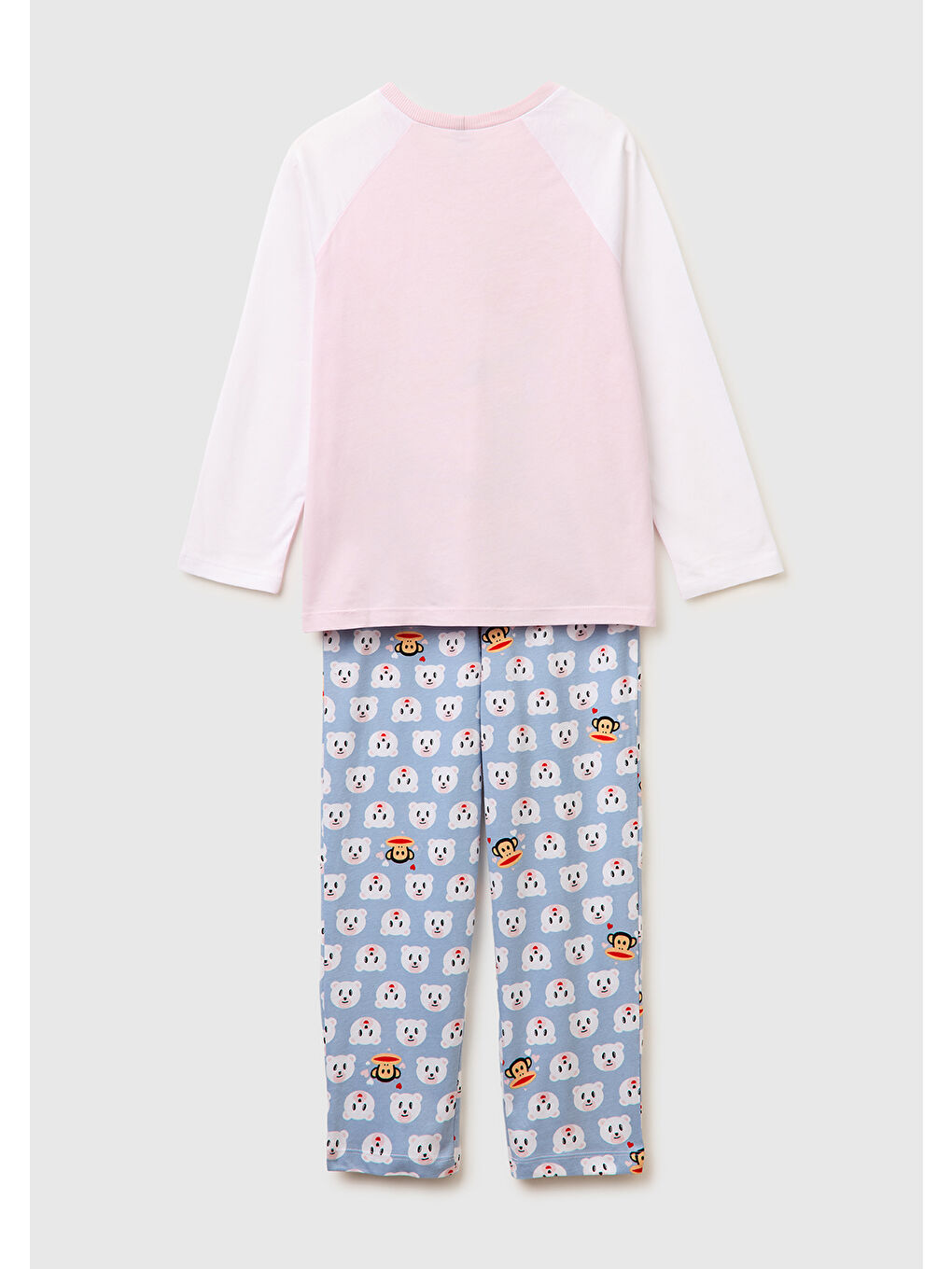 Karışık Kız Çocuk Mix Kontrast Kol Detaylı Simli Baskılı Pijama Takımı-1