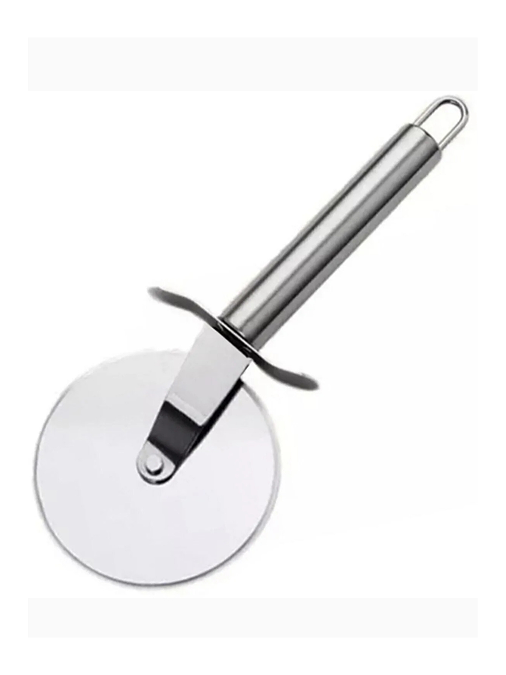 Gri Büyük Boy Paslanmaz Çelik Hamur Kesme Ruleti ve Siyah Silikon Tutacaklı Tirbüşon Şişe Açacağı-5