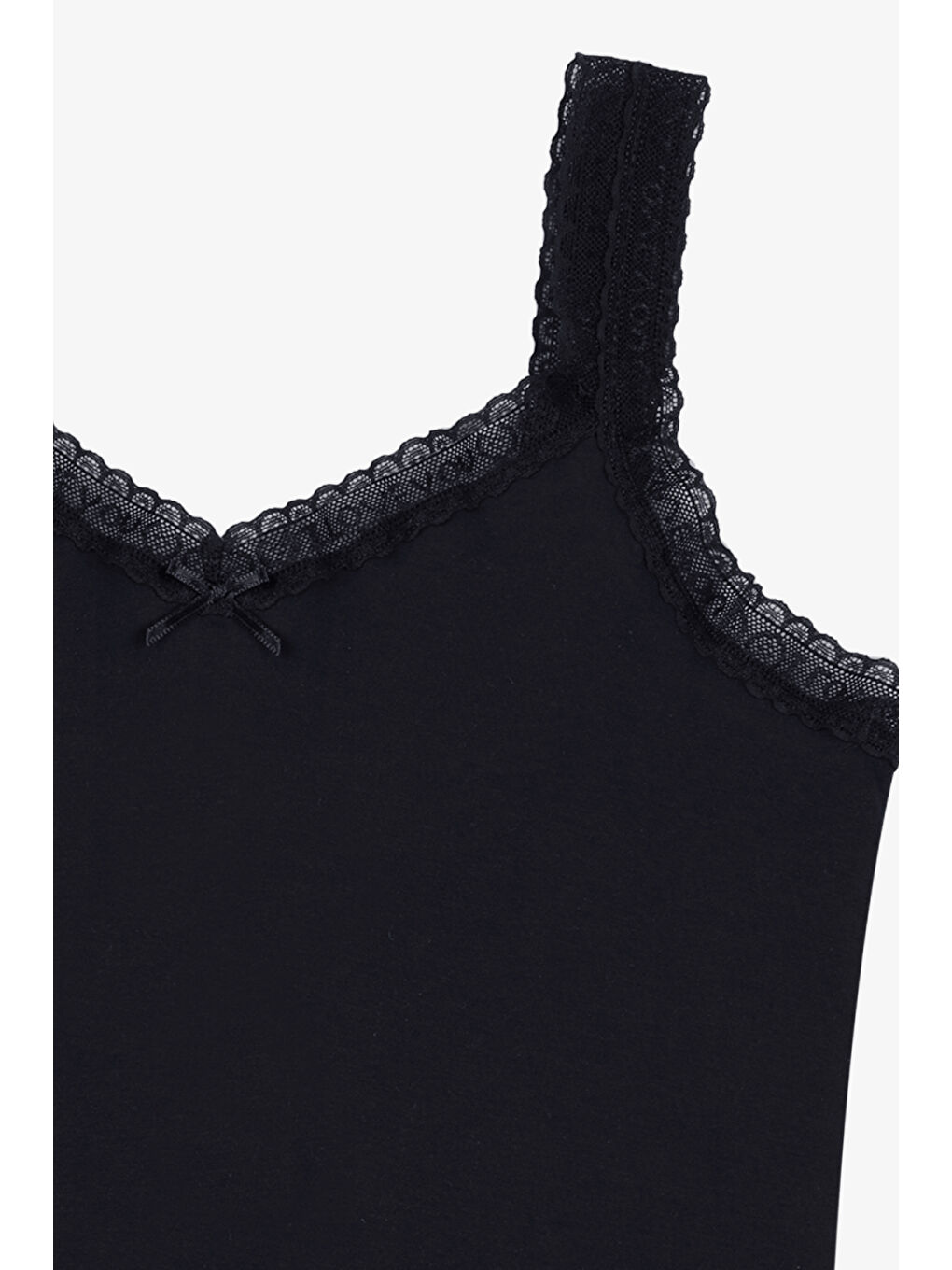 Siyah Kadın Pamuklu 2’li Kol Yaka Dantelli Geniş Askılı Atlet-2