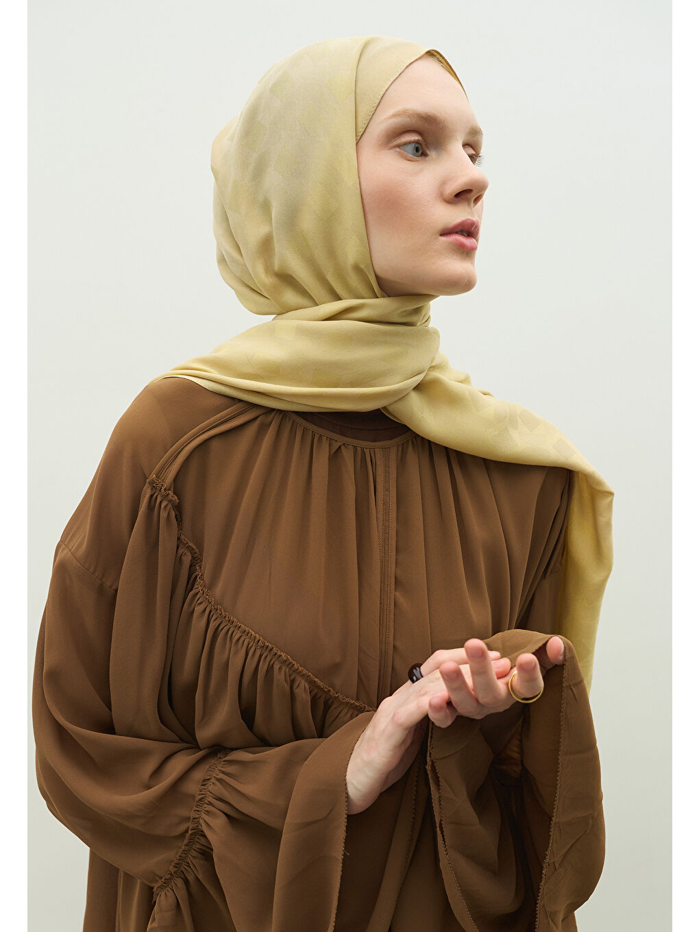 Bej OSLO PAMUK FLOŞ JAKARLI ŞAL KUM-1