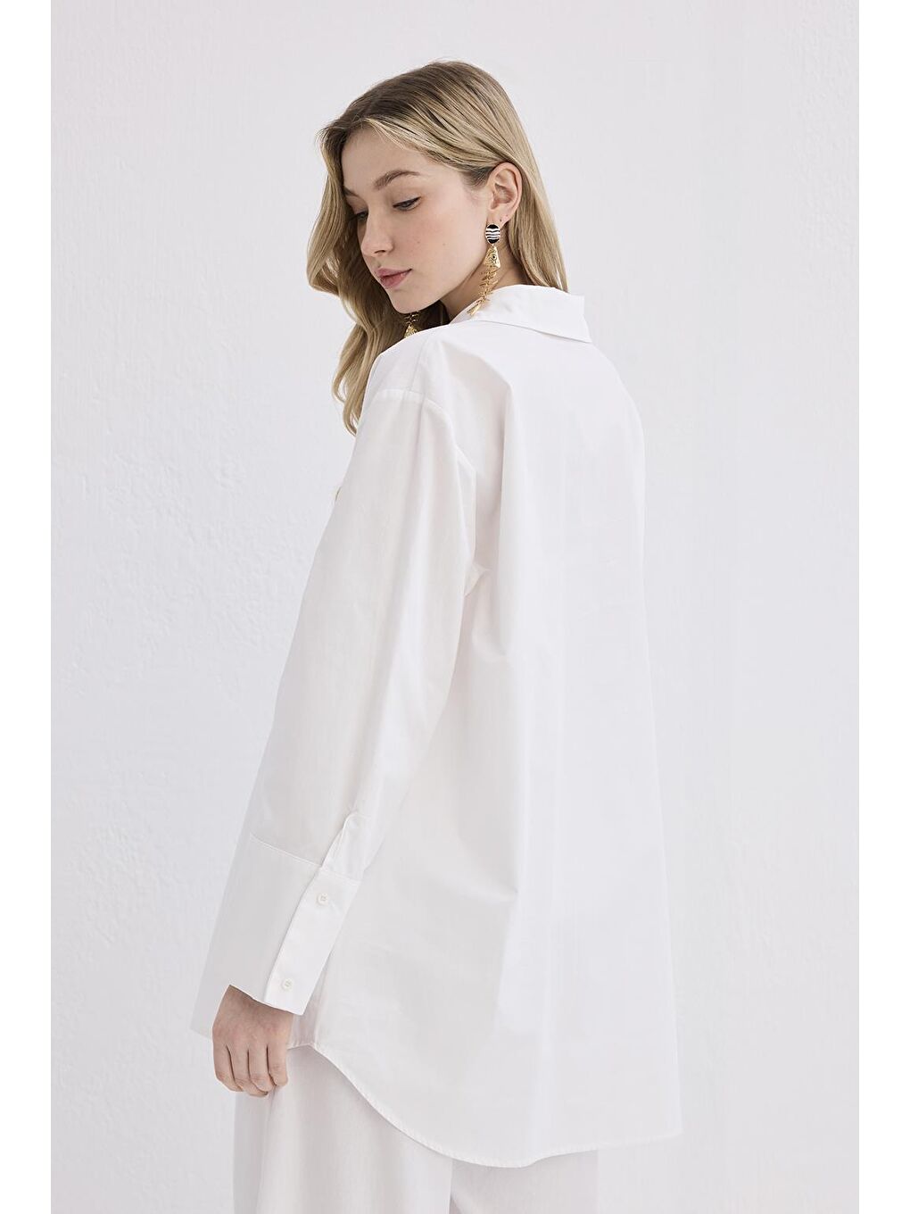 Madelin Manşetli Gömlek Ekru-5