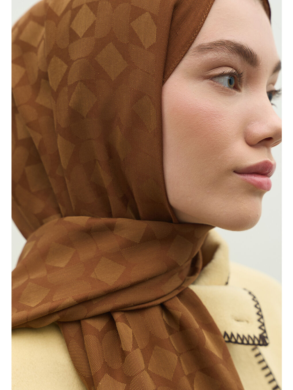 Kahverengi OSLO PAMUK FLOŞ JAKARLI ŞAL CEVİZ-3