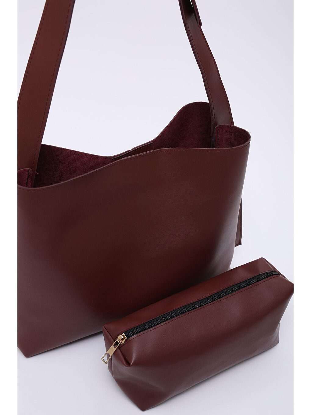 Bordo Suni Deri El, Kol Ve Omuz Çantası-3