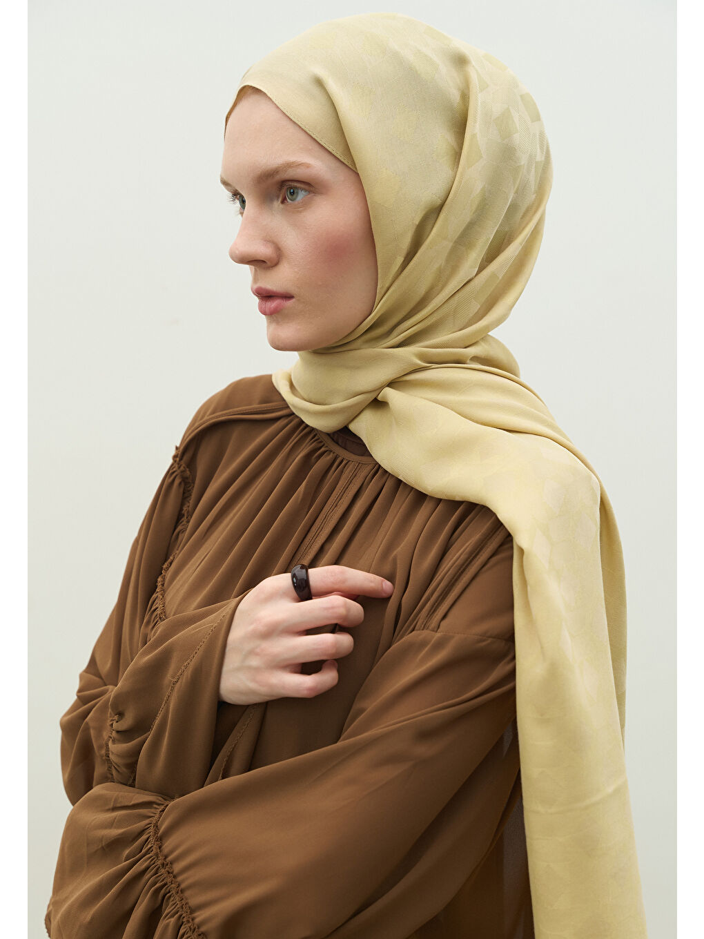 Bej OSLO PAMUK FLOŞ JAKARLI ŞAL KUM-3