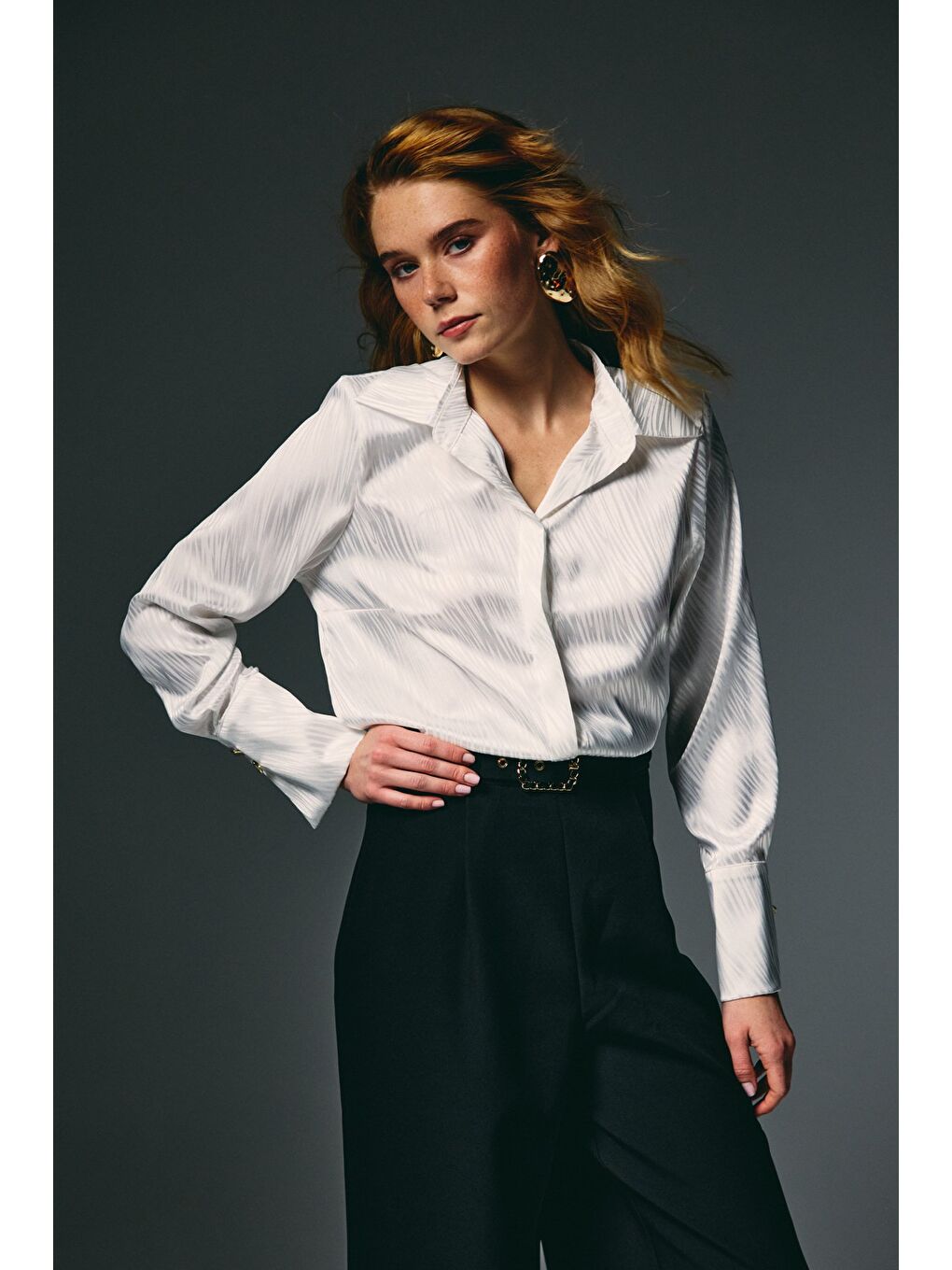 Zebra Desenli Gömlek - Ekru-1