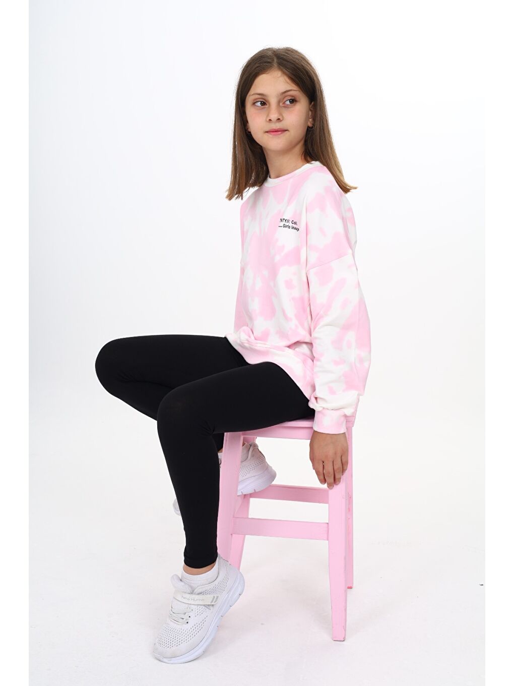 Toontoykids Pembe Kız Çocuk Batik Desenli Baskılı Taytlı Takım - 2