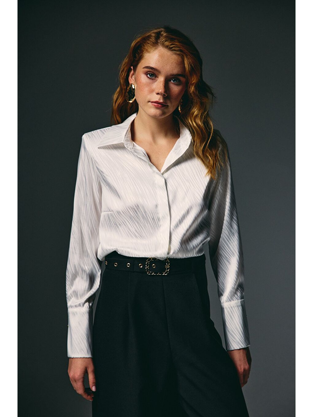 Zebra Desenli Gömlek - Ekru-2