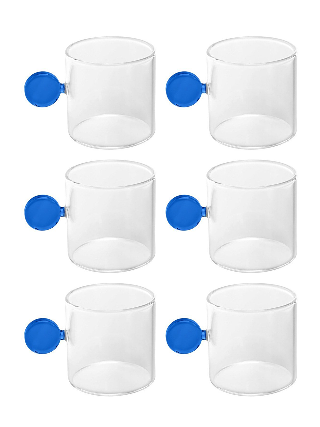 Renksiz Mavi Kulplu Cam Fincan Takımı 6 Adet-1