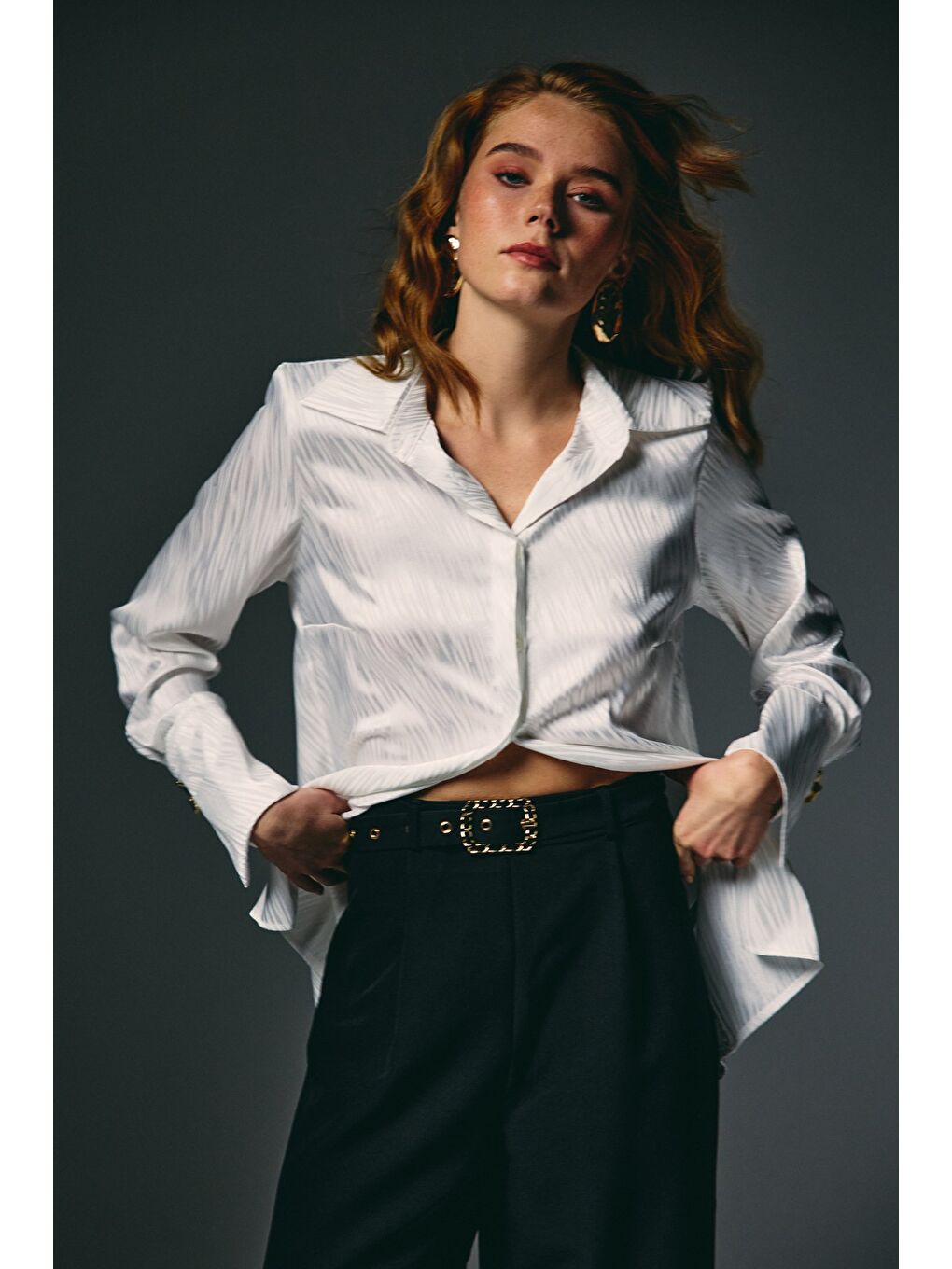 Zebra Desenli Gömlek - Ekru-3