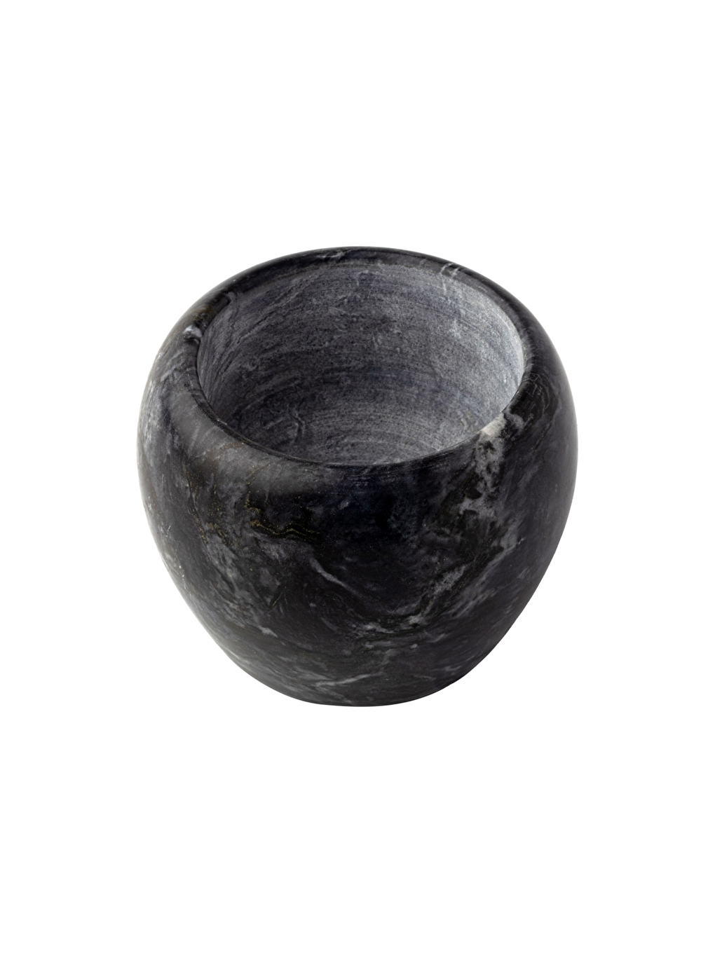 Doğal Desenli Yekpare Mermer Oyma Havan Siyah Renkli Düz Model-2