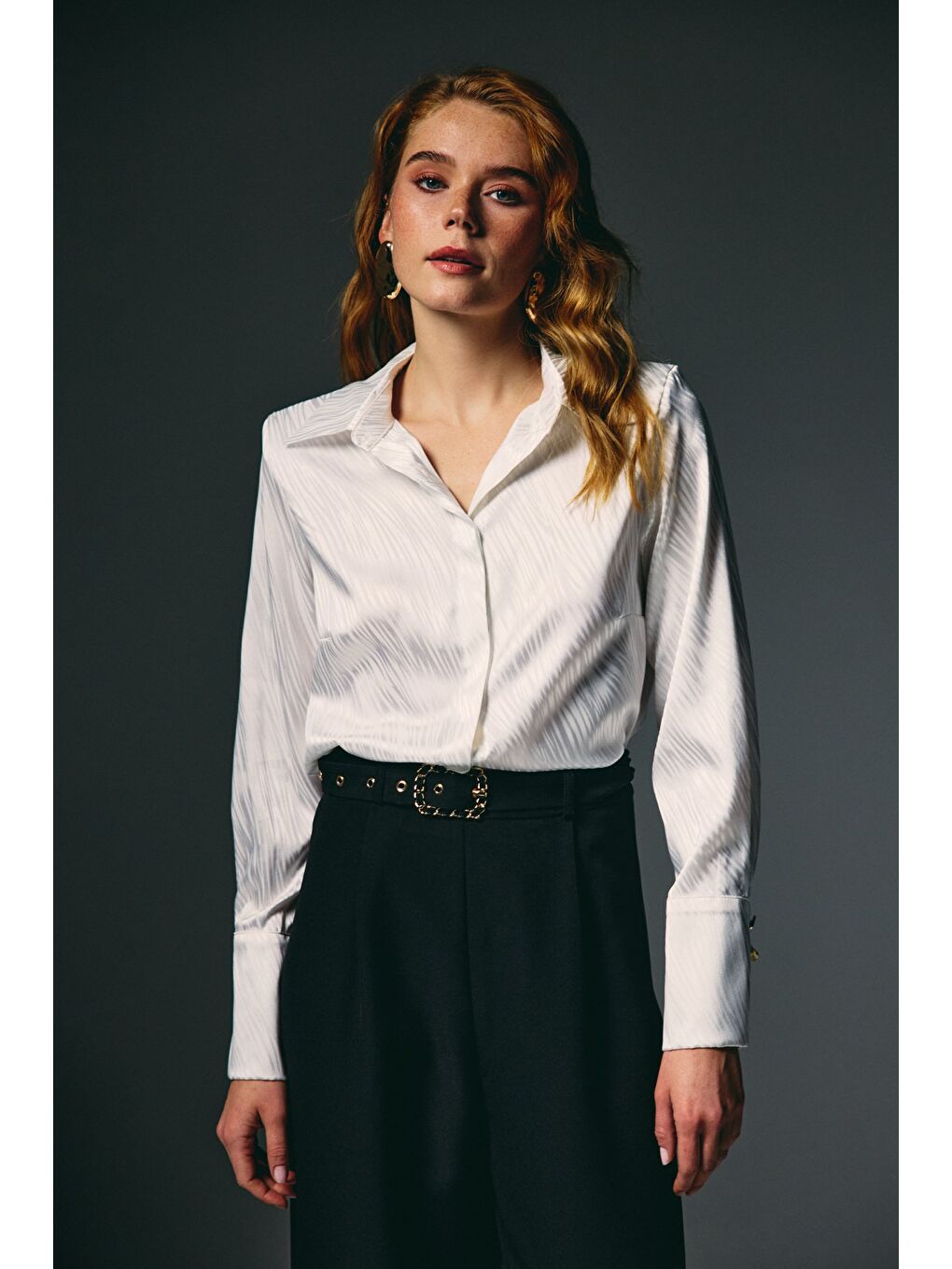 Zebra Desenli Gömlek - Ekru-4