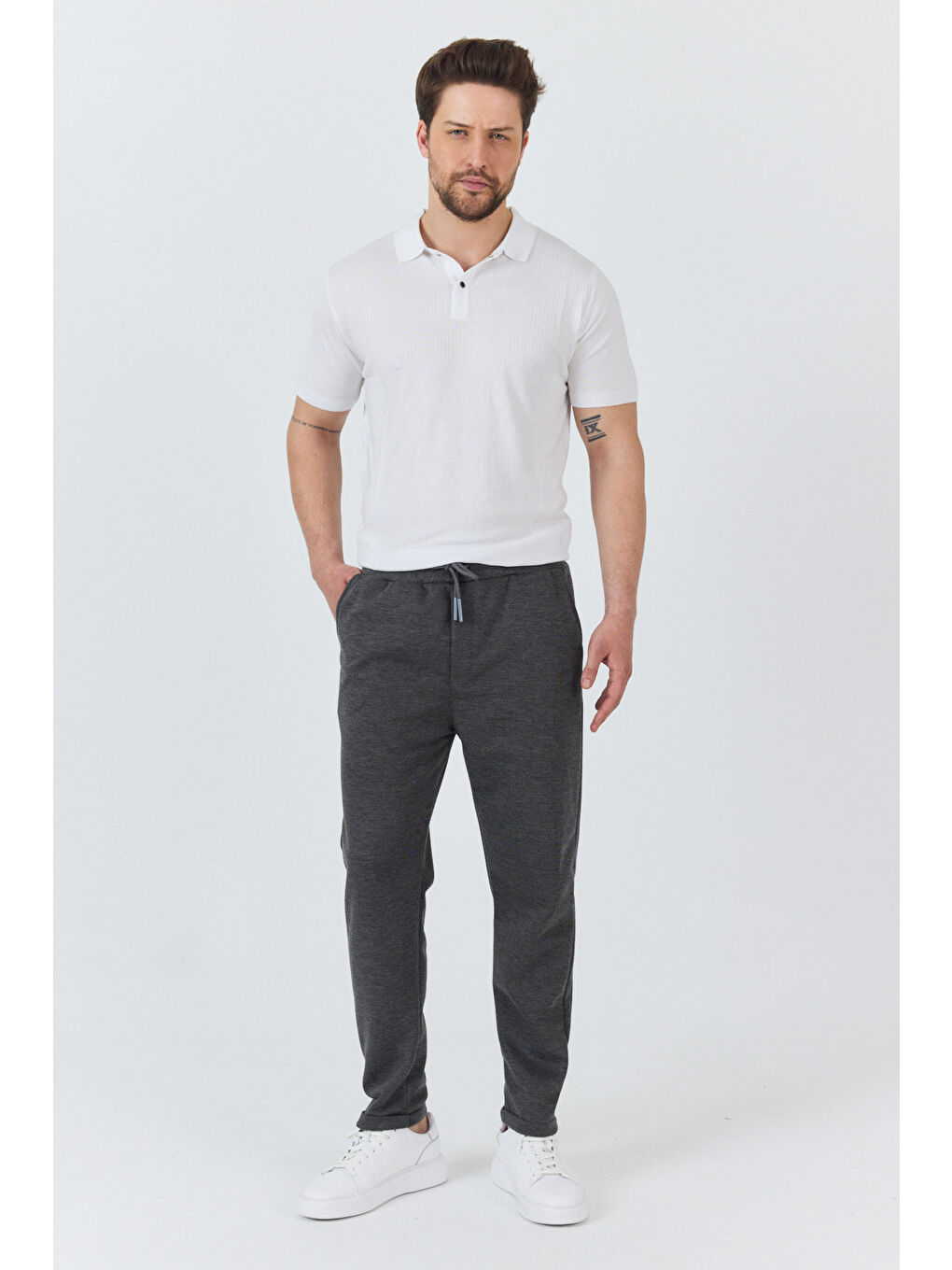 Antrasit Erkek Jogger Pantolon Rahat Kalıp Spor Günlük Jogger Pantolon 3520-1