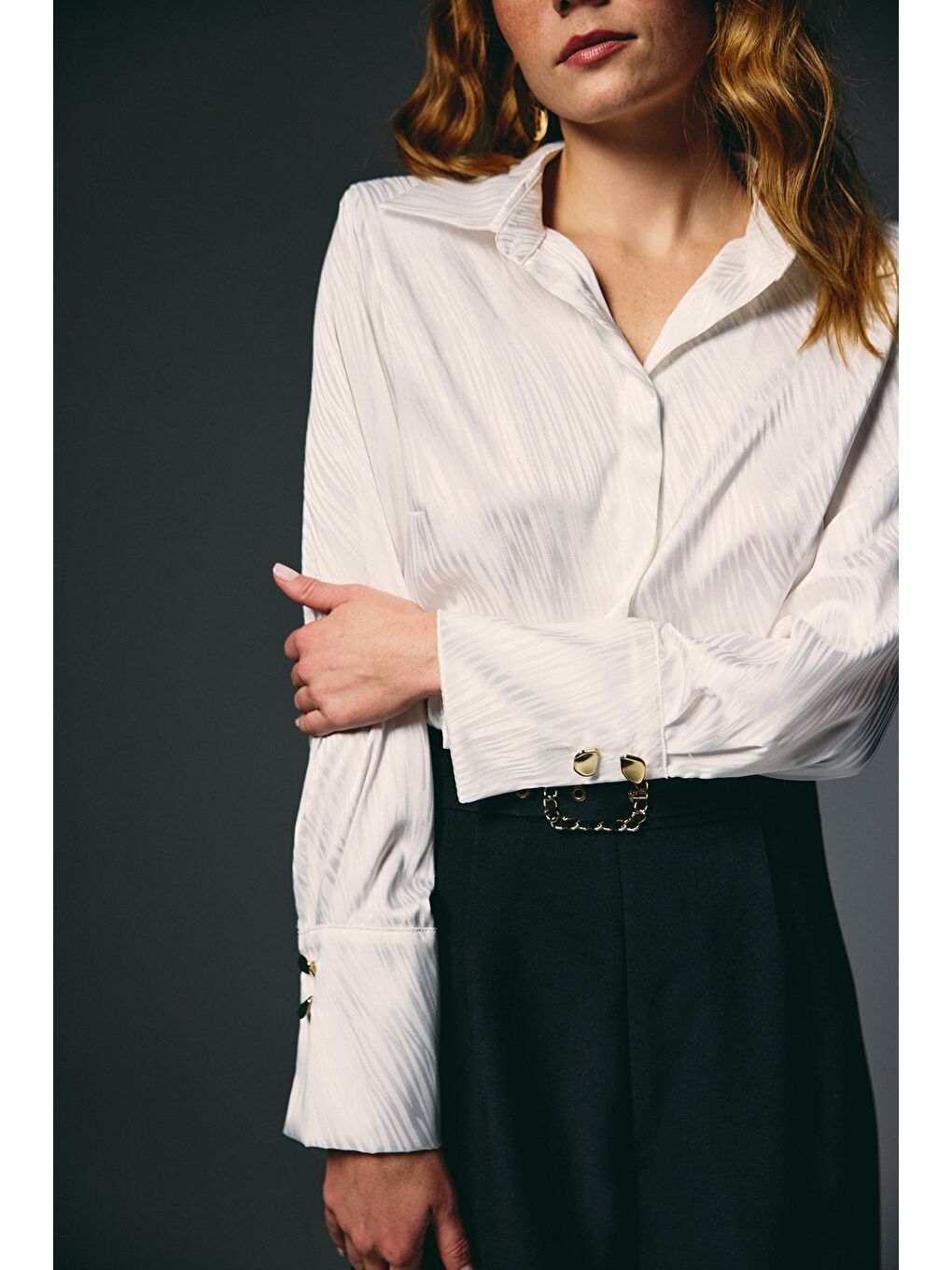 Zebra Desenli Gömlek - Ekru-5