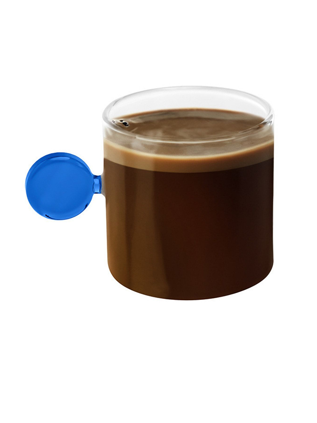 Renksiz Mavi Kulplu Cam Fincan Takımı 6 Adet-2