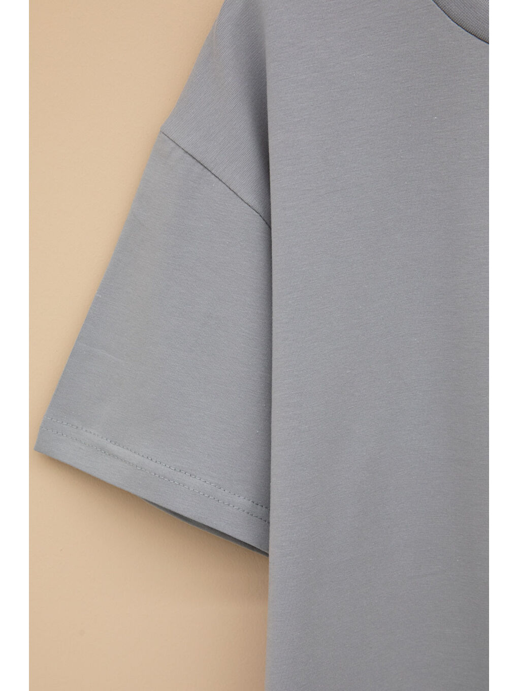 Gri Füme Skateboard Baskılı Cepli Erkek Çocuk Bisiklet Yaka Tişört 20910-2