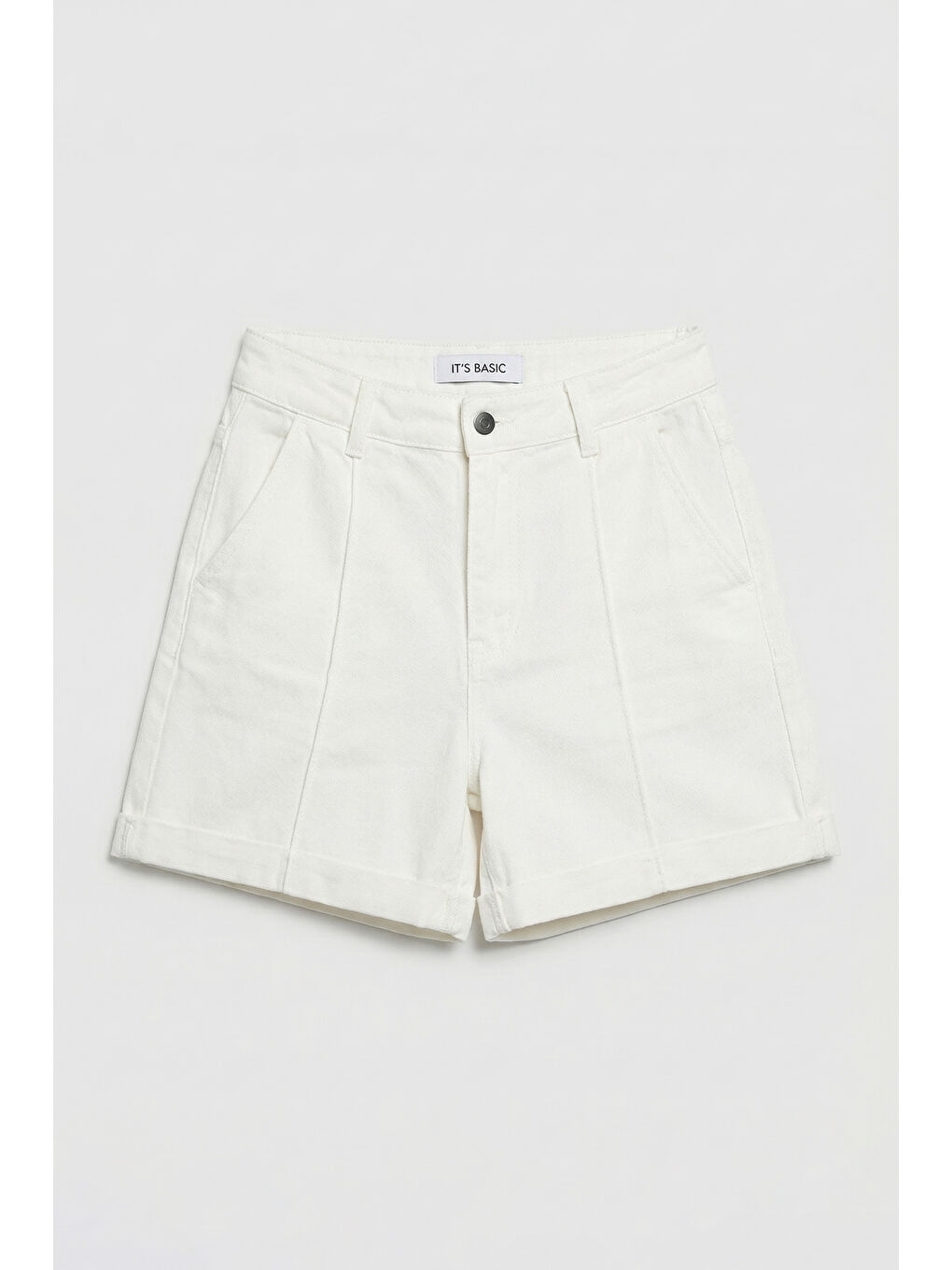 Kadın Kırık Beyaz 7s6-101 Straight Fit Relax Denim Şort-2