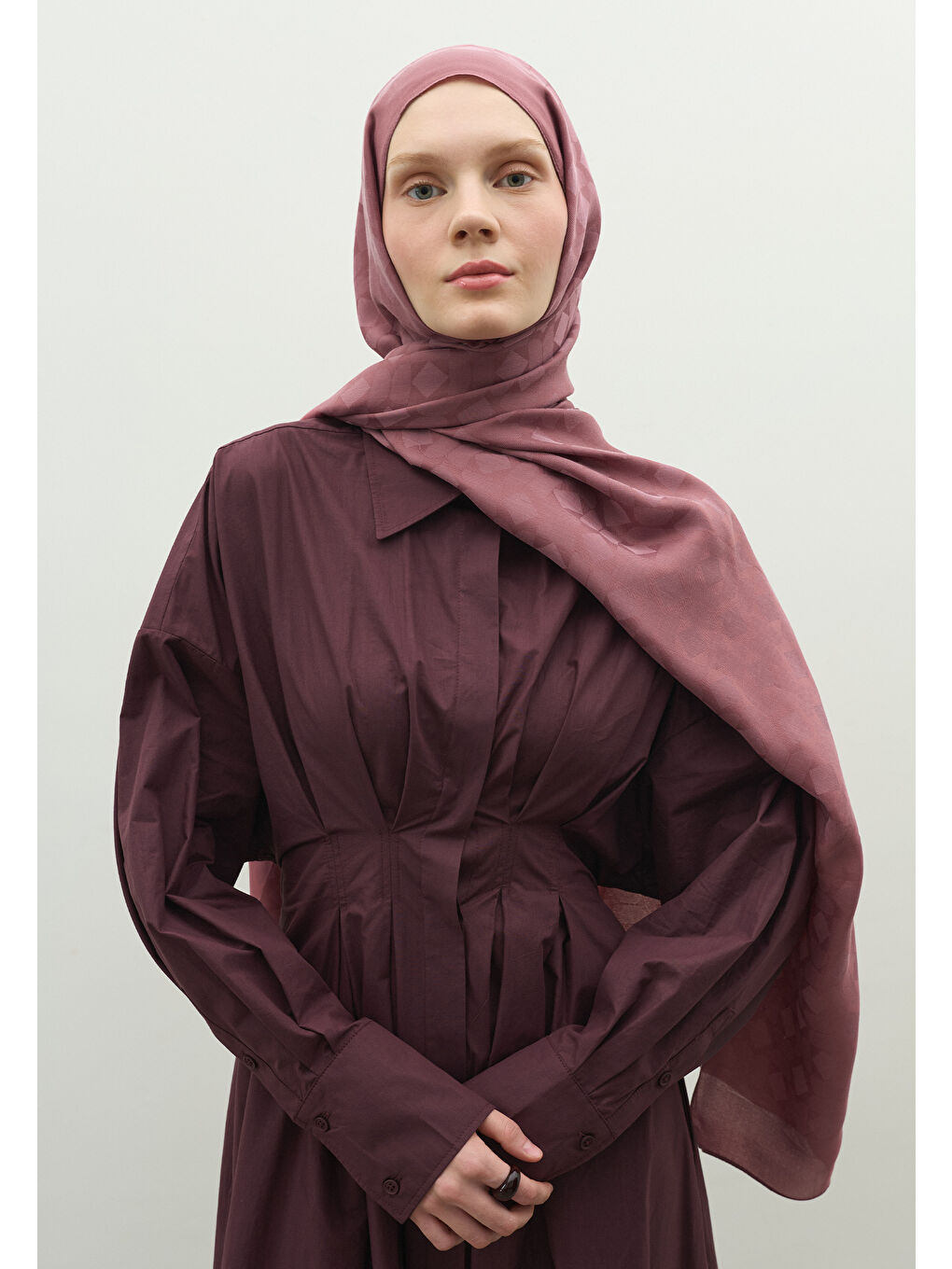 Pembe OSLO PAMUK FLOŞ JAKARLI ŞAL GÜLKURUSU