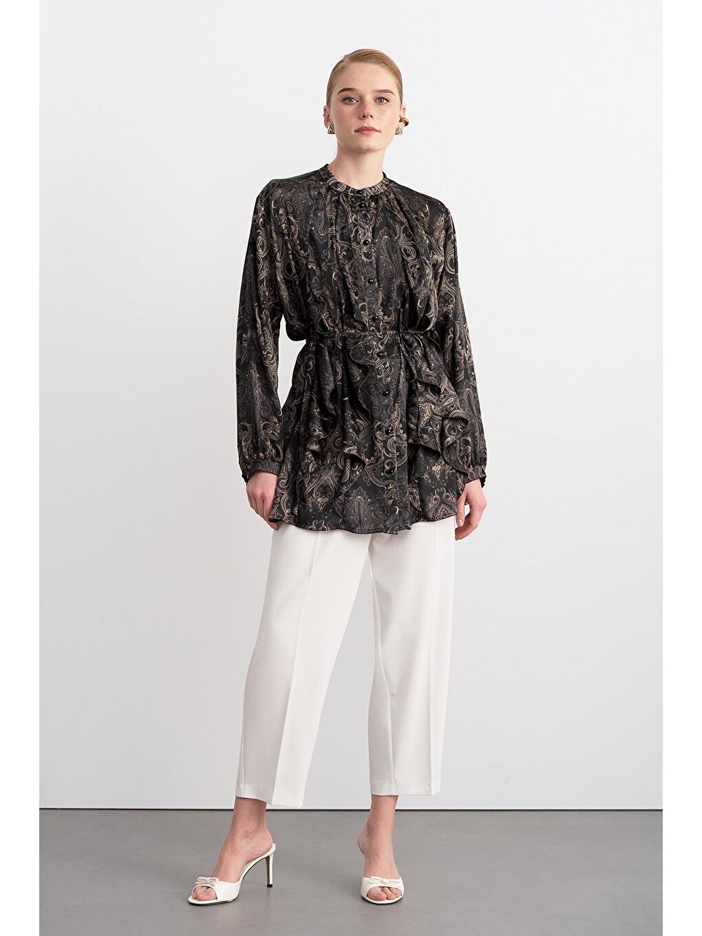 Oli Desenli Gömlek Siyah-1