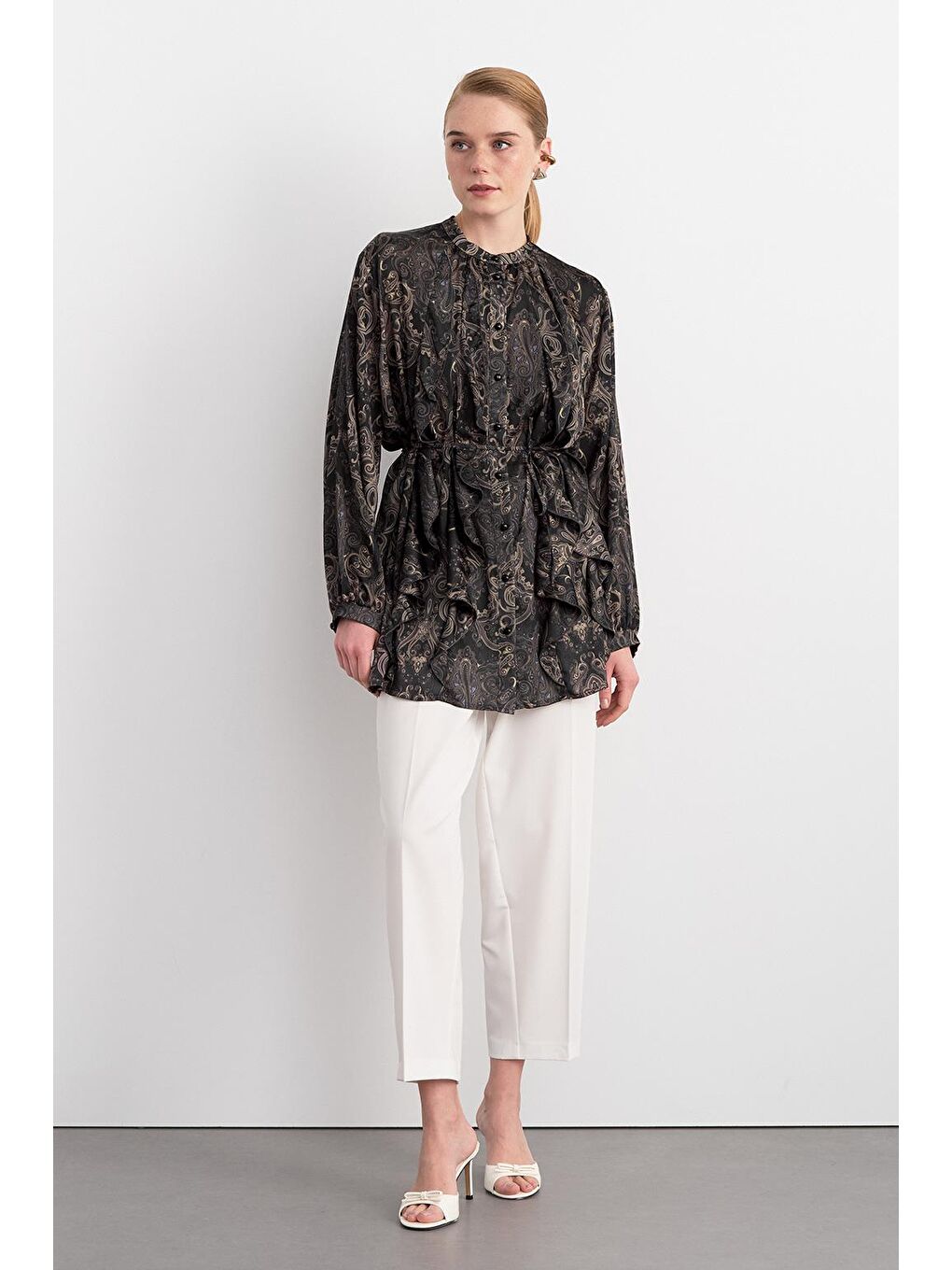 Oli Desenli Gömlek Siyah-2