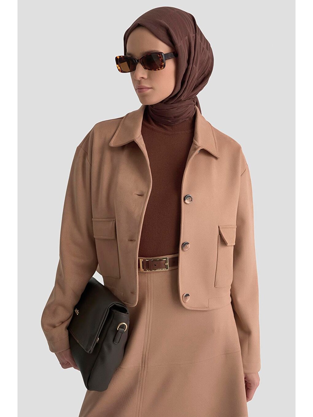 Kahverengi Ceketli Süet Takım 25Kd1703 Taba-3