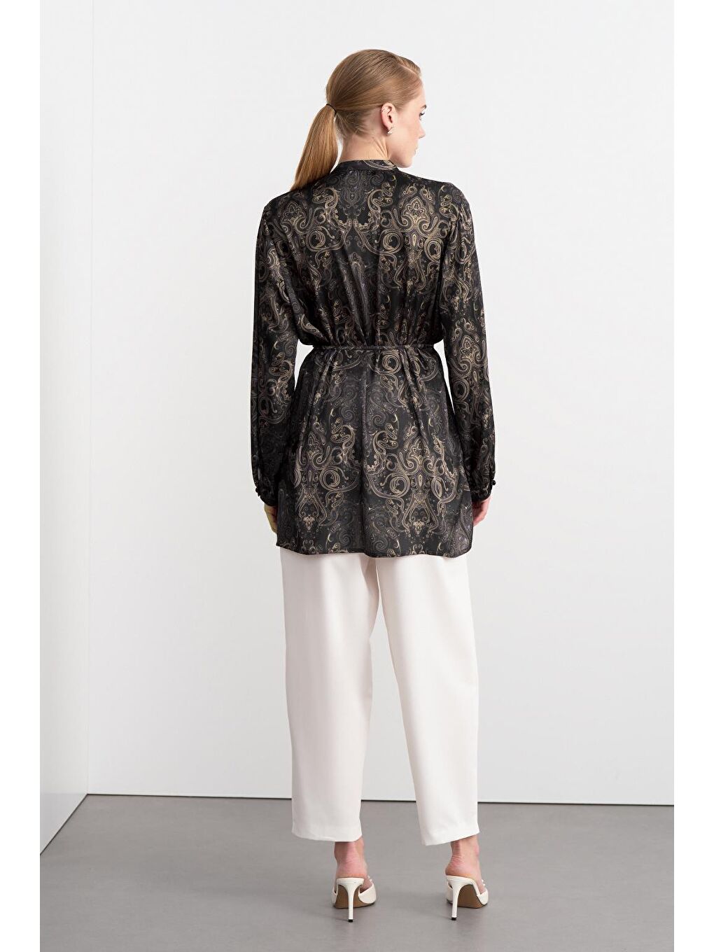 Oli Desenli Gömlek Siyah-3