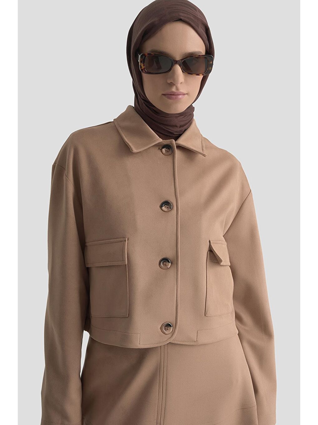 Kahverengi Ceketli Süet Takım 25Kd1703 Taba-5