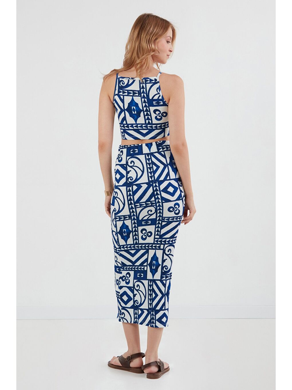 Lacivert Bürümcük Kumaş Desenli 2 Li Takım-2