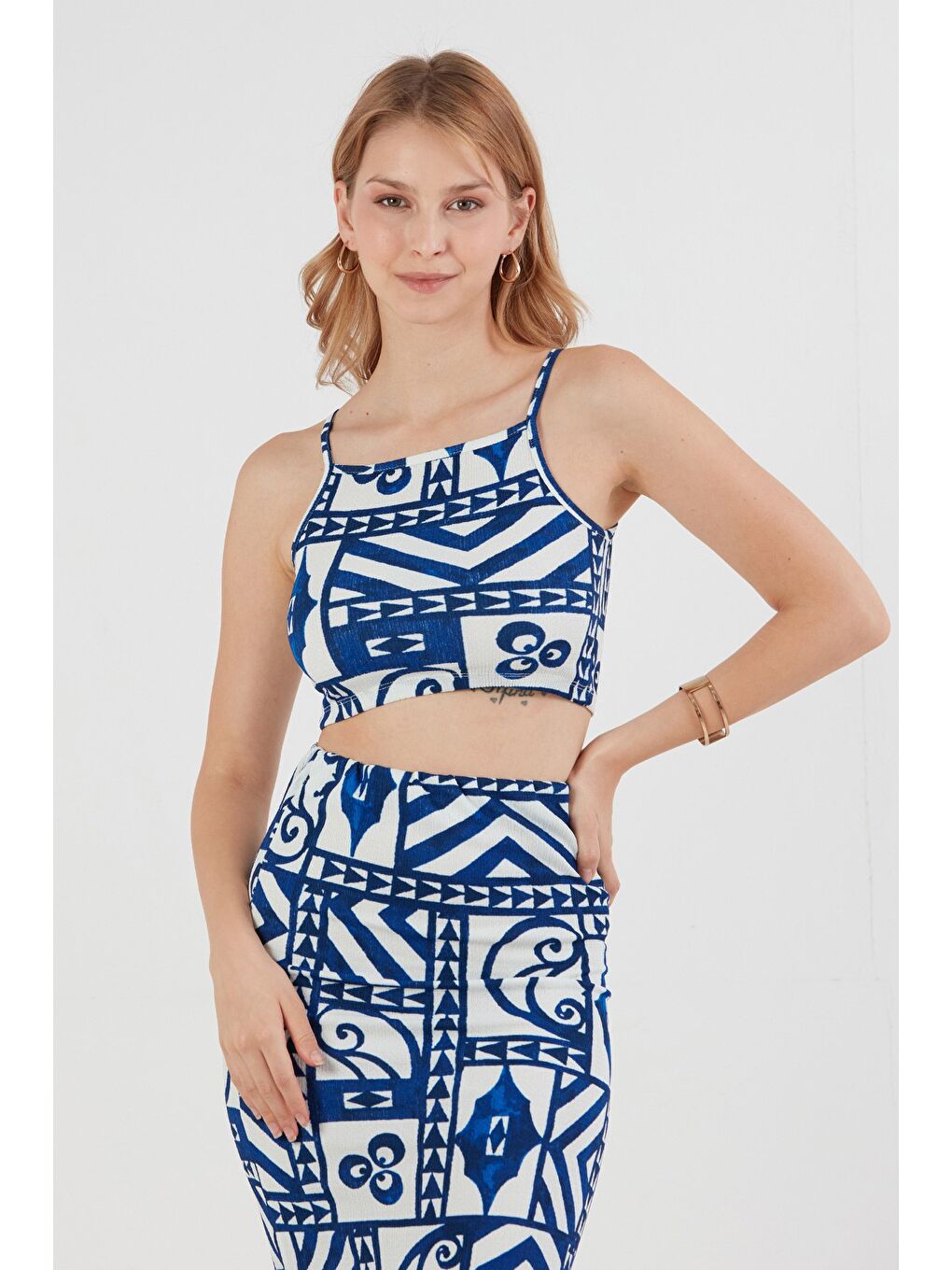 Lacivert Bürümcük Kumaş Desenli 2 Li Takım-3