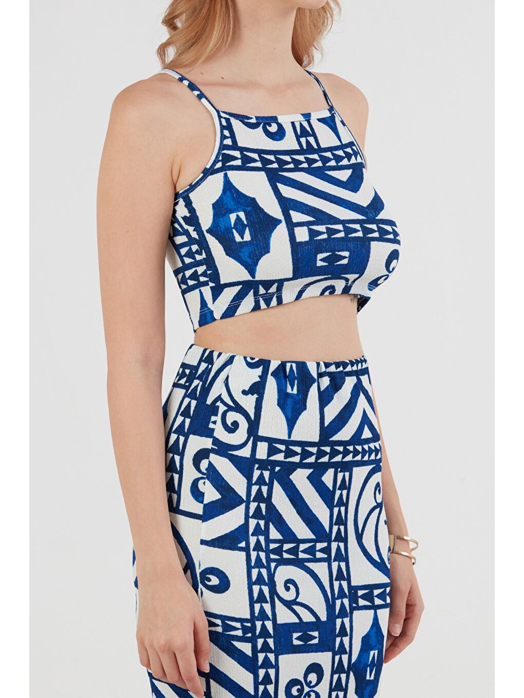 Lacivert Bürümcük Kumaş Desenli 2 Li Takım-4