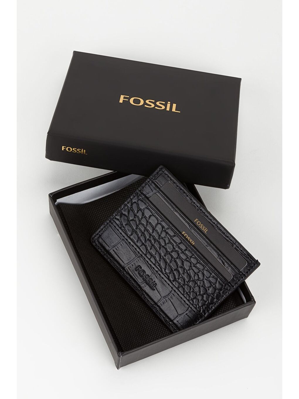 Siyah Kutulu Hakiki Deri Croco Kahve Unisex El Portföyü Cüzdan-5