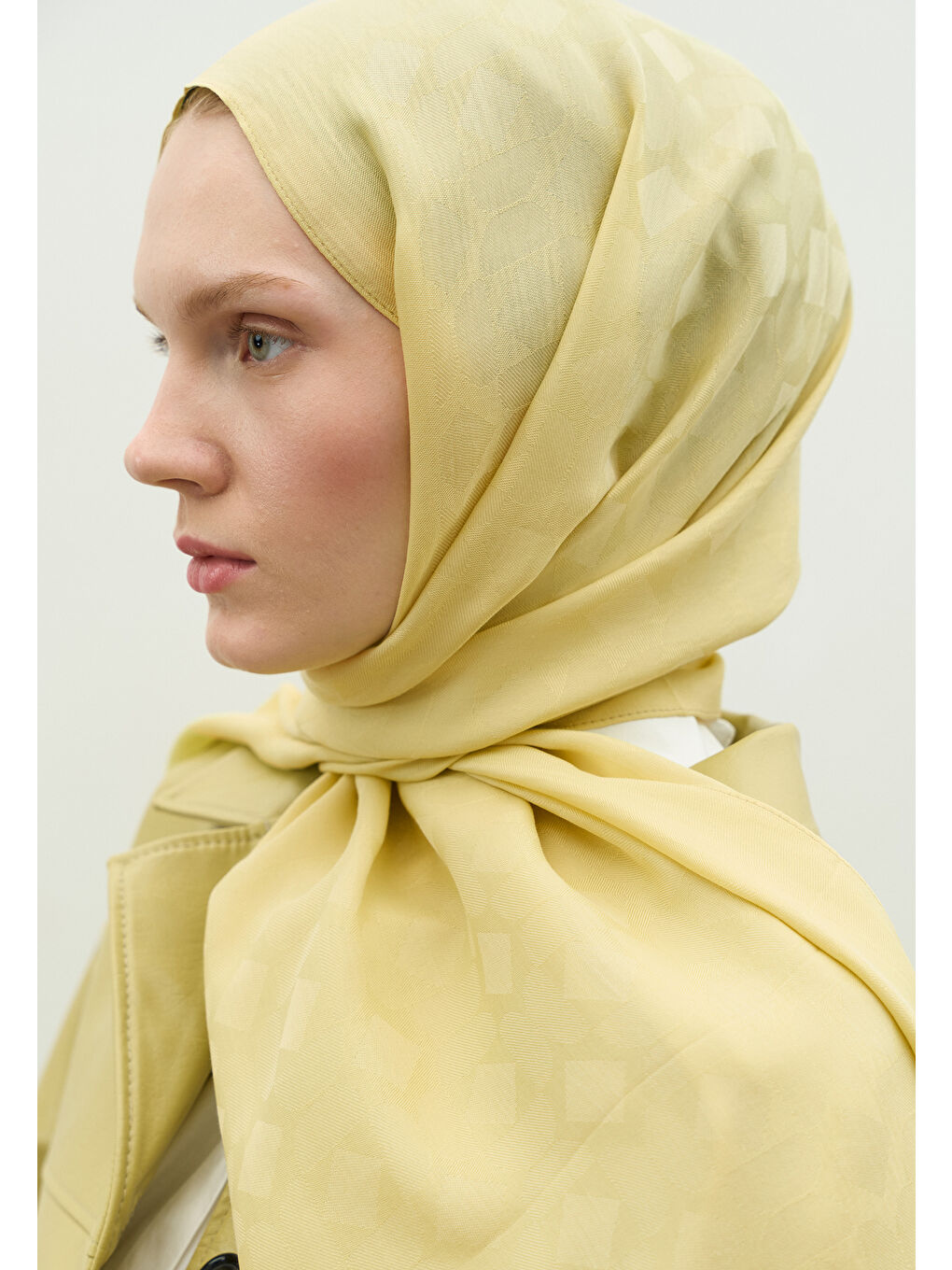 Sarı OSLO PAMUK FLOŞ JAKARLI ŞAL SOFT SARI-3