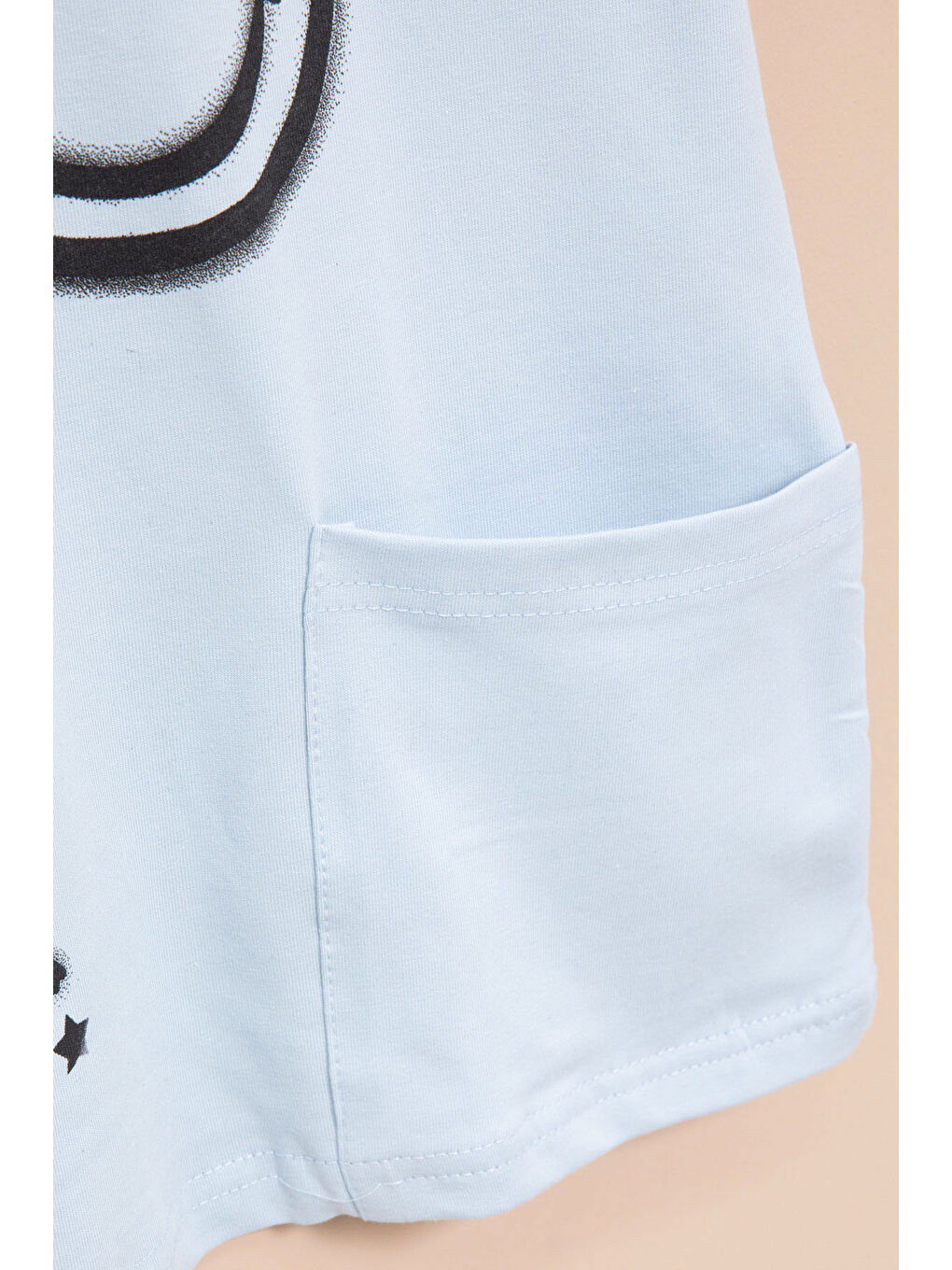 Mavi Cep Detaylı Yazı Baskılı Erkek Çocuk Bisiklet Yaka Tişört 20908-2