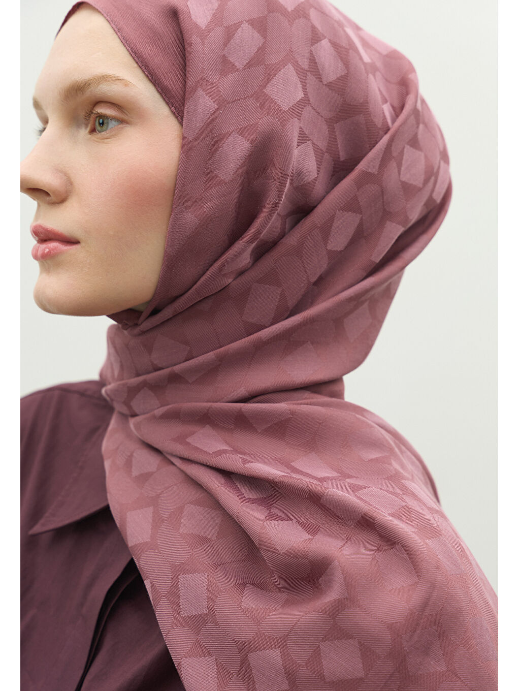 Pembe OSLO PAMUK FLOŞ JAKARLI ŞAL GÜLKURUSU-3