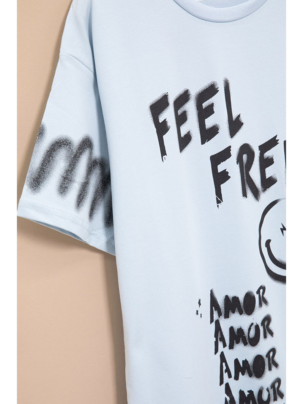 Mavi Cep Detaylı Yazı Baskılı Erkek Çocuk Bisiklet Yaka Tişört 20908-3